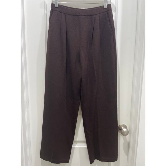 St. John Signature Santana Chocolate Brown Knit Wool Pants Sz 10 - Picture 1 of 6